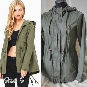 Ambiance army green hooded utility jacket